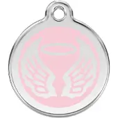 Red Dingo Angel Wings Pink roestvrijstalen hondenpenning large/groot dia. 3,8 cm
