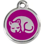 Red Dingo Kitten Purple roestvrijstalen kattenpenning small/klein dia. 2 cm