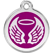 Red Dingo Angel Wings Purple roestvrijstalen hondenpenning medium/gemiddeld dia. 3 cm