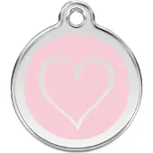 Red Dingo Tribal Heart Pink roestvrijstalen hondenpenning large/groot dia. 3,8 cm