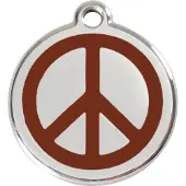 Red Dingo Peace Brown roestvrijstalen hondenpenning medium/gemiddeld dia. 3 cm