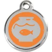 Red Dingo Fish Bowl Orange roestvrijstalen kattenpenning small/klein dia. 2 cm