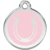 Red Dingo Horse Shoe Pink roestvrijstalen hondenpenning large/groot dia. 3,8 cm