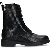 No Stress leren veterboots met crocoprint zwart female | Maat: 36