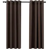 vidaXL Gordijnen linnen-look verduisterend ogen 2 st 140x175 cm taupe