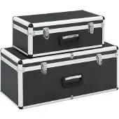 vidaXL Opbergkoffer, 2 stuks, zwart, aluminium