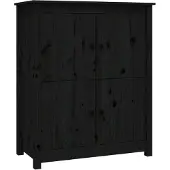 vidaXL Dressoir 83x41,5x100 cm massief grenenhout zwart