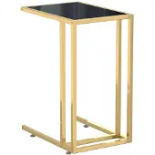 vidaXL Computer bijzettafel 50x35x65 cm gehard glas zwart