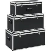 vidaXL Opbergkoffers 3 st aluminium zwart