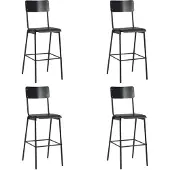vidaXL Barstoelen 4 st massief multiplex staal zwart