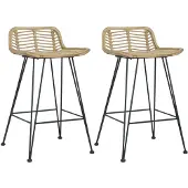 vidaXL Barstoelen 2 st natuurlijk rattan