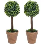 vidaXL Kunstplanten met pot 2 st buxus bolvorming 33 cm groen