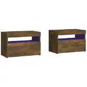 vidaXL Nachtkastjes 2 st met LED-verlichting 60x35x40 cm gerookt eiken