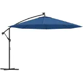 vidaXL Zweefparasol met LED-verlichting 350 cm azuurblauw