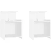vidaXL Nachtkastjes 2 st 40x35x60 cm bewerkt hout wit
