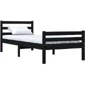 vidaXL Bedframe massief hout zwart 100x200 cm