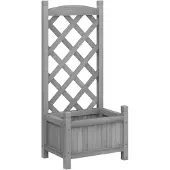 vidaXL Plantenbak met latwerk 40x30x90 cm massief vurenhout grijs