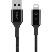Belkin - Smart LED USB-A to Lightning Cable, Black