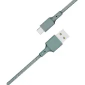 Just Green USB-kabel - - Recyclebaar katoen 2 m - USB A micro USB - 2.1A - Nachtgroen