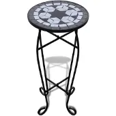 vidaXL Bijzeltafel mozaïek zwart en wit