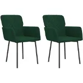 vidaXL Eetkamerstoelen 2 st fluweel donkergroen