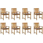 vidaXL Tuinstoelen 8 st met kussens massief acaciahout
