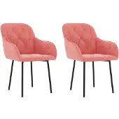 vidaXL Eetkamerstoelen 2 st fluweel roze