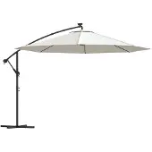vidaXL Zweefparasol met LED-verlichting en metalen paal 350 cm zand