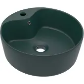 vidaXL Wastafel met overloop 36x13 cm keramiek mat donkergroen