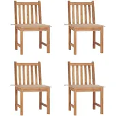 vidaXL Tuinstoelen 4 st met kussens massief teakhout