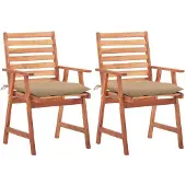 vidaXL Tuinstoelen 2 st met kussens massief acaciahout