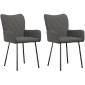 vidaXL Eetkamerstoelen 2 st stof donkergrijs