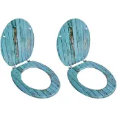 vidaXL Toiletbrillen met deksels 2 st oud hout MDF