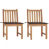 vidaXL Tuinstoelen 2 st met kussens massief teakhout
