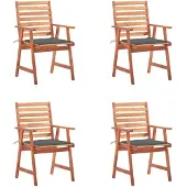 vidaXL Tuinstoelen 4 st met kussens massief acaciahout