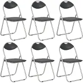 vidaXL Opklapbare stoelen, 6 stuks, zwart kunstleer