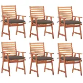 vidaXL Tuinstoelen 6 st met kussens massief acaciahout
