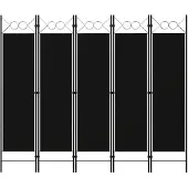 vidaXL Kamerscherm met 5 panelen 200x180 cm zwart