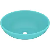 vidaXL Wastafel ovaal 40x33 cm keramiek mat lichtgroen