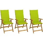 vidaXL Tuinstoelen 3 st inklapbaar met kussens massief acaciahout