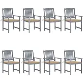 vidaXL Tuinstoelen 8 st met kussens massief acaciahout grijs
