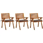 vidaXL Tuinstoelen 3 st met kussens massief acaciahout