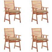vidaXL Tuinstoelen, set van 4, met kussens, gemaakt van massief acaciahout