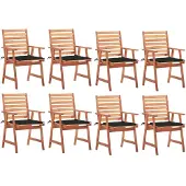 vidaXL Tuinstoelen 8 st met kussens massief acaciahout