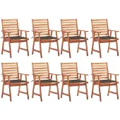 vidaXL Tuinstoelen 8 st met kussens massief acaciahout