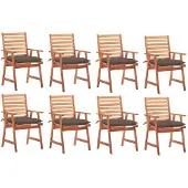vidaXL Tuinstoelen 8 st met kussens massief acaciahout