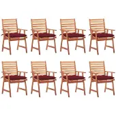 vidaXL Tuinstoelen 8 st met kussens massief acaciahout