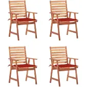 vidaXL Tuinstoelen 4 st met kussens massief acaciahout