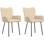 vidaXL Eetkamerstoelen 2 st stof crèmekleurig