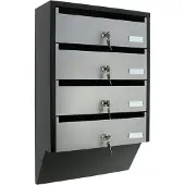 Profirst Brievenbussysteem Quattro voor 4 adressen Zilver/Zwart